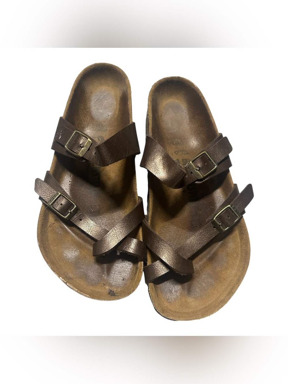 Birkenstock Brown Two-Strap Leather Sandals